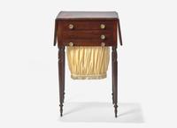 A Federal Carved and Figured Mahogany Work Table