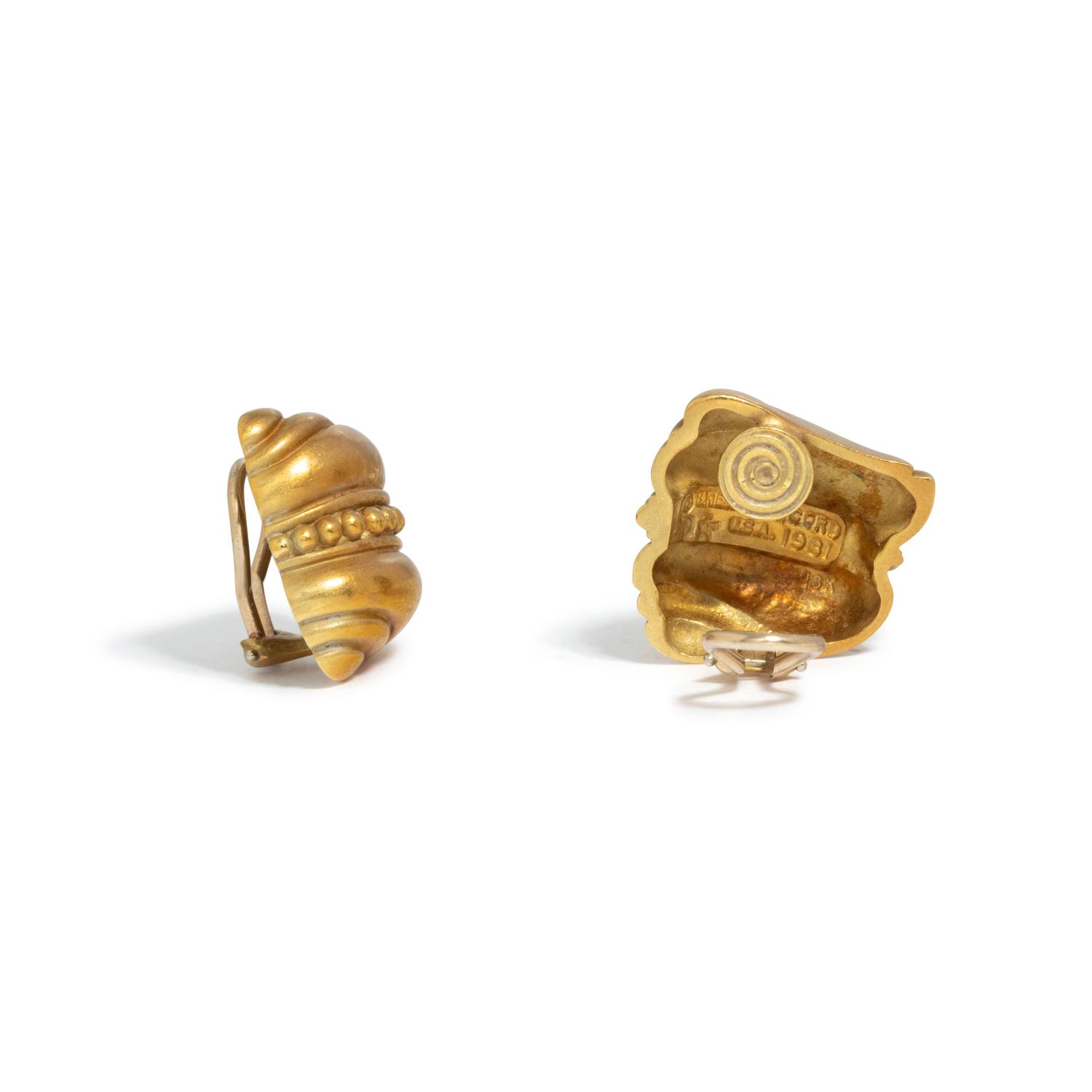 KIESELSTEIN-CORD, YELLOW GOLD EARCLIPS