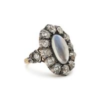 ANTIQUE, MOONSTONE AND DIAMOND RING