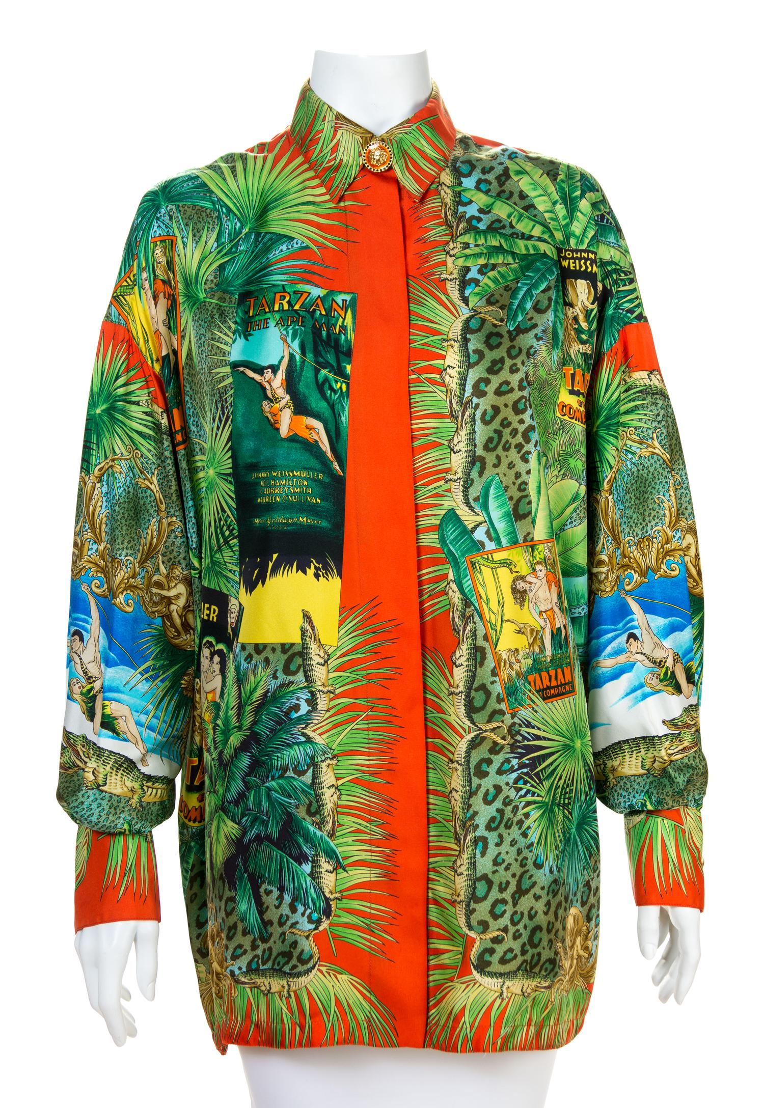 A Gianni Versace Silk Print Shirt, Size 44.