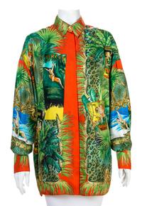 A Gianni Versace Silk Print Shirt, Size 44.