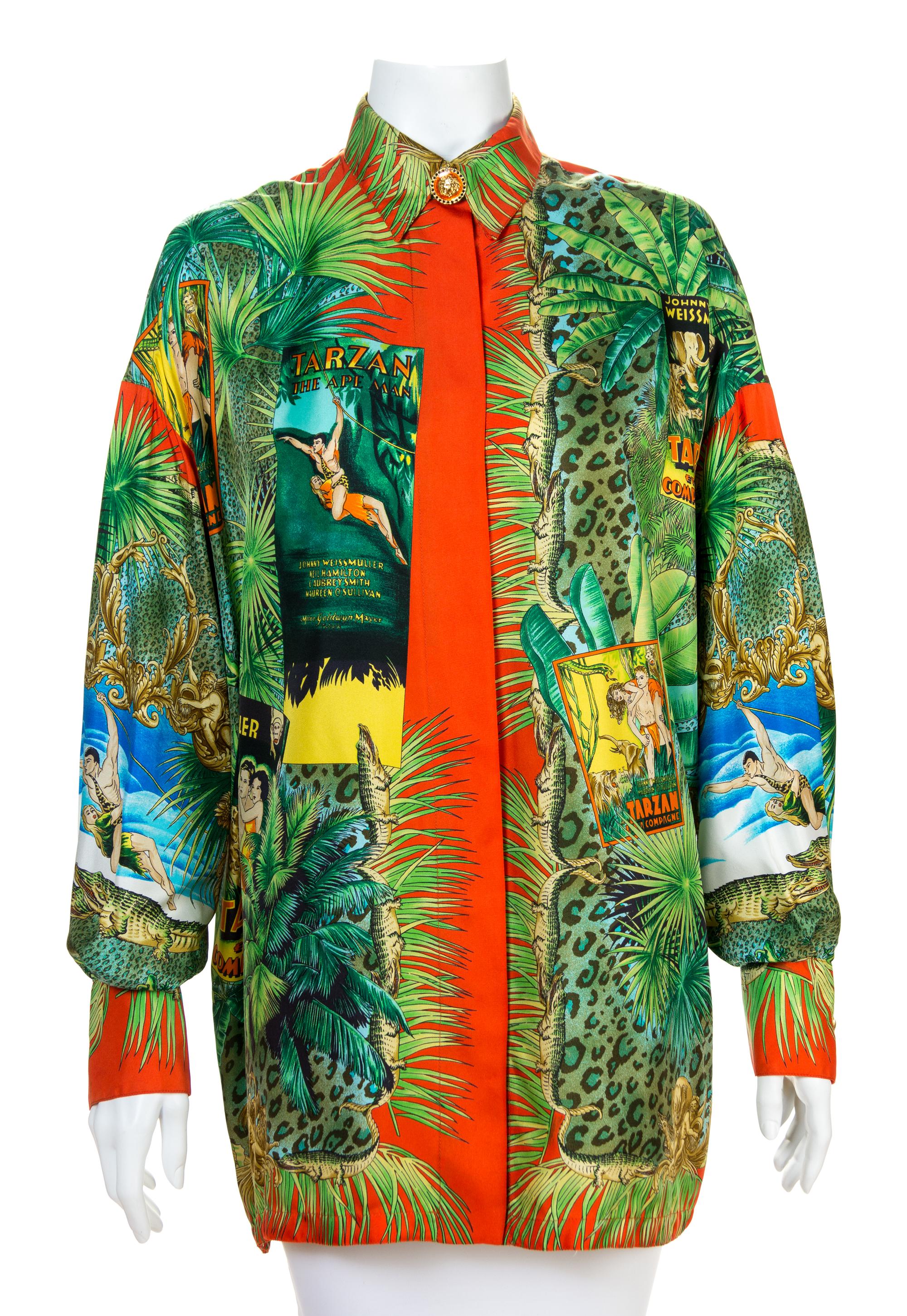 A Gianni Versace Silk Print Shirt, Size 44.