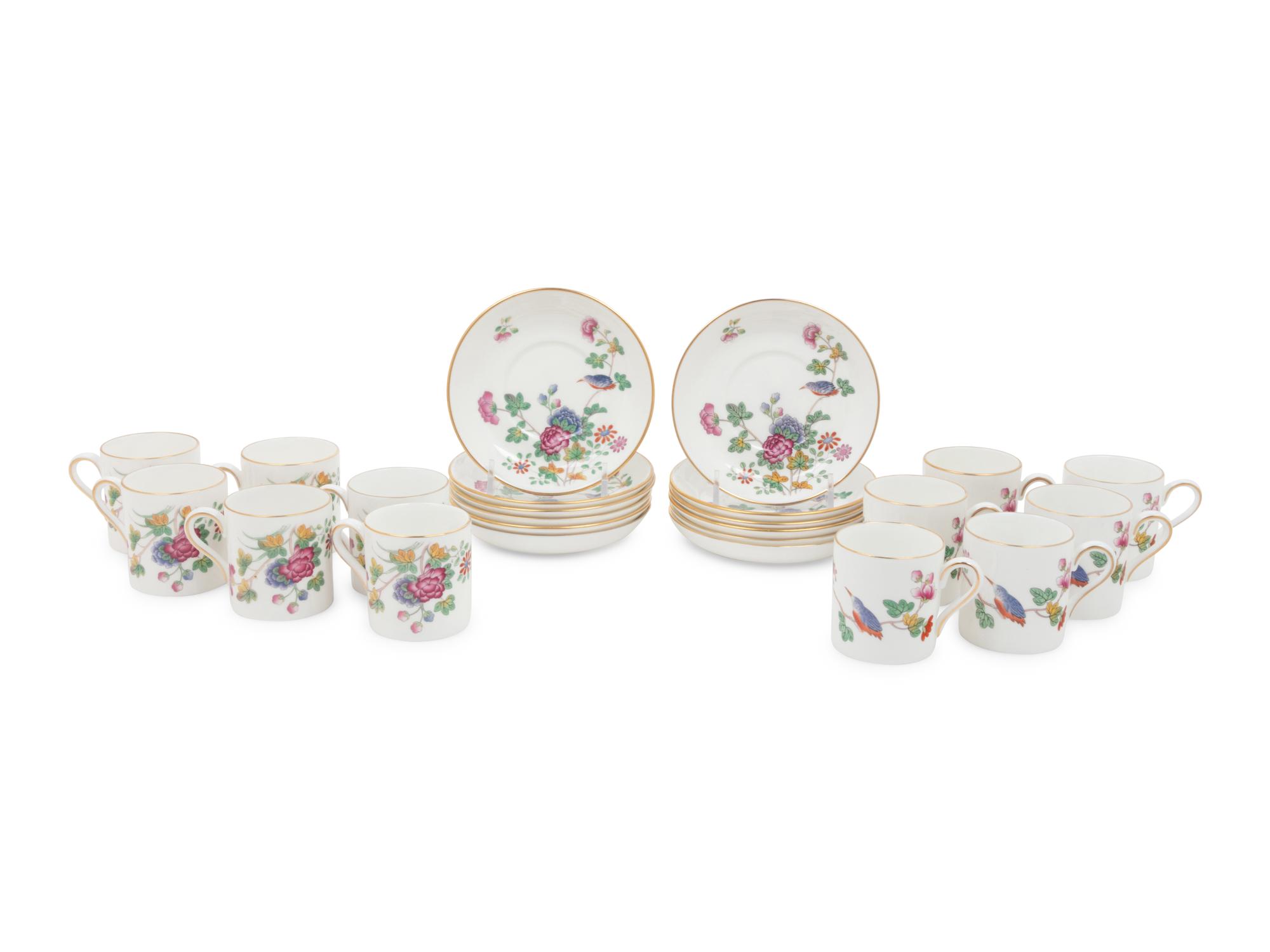 A Set of Wedgwood Cuckoo Porcelain Demitasse Cups and Saucers