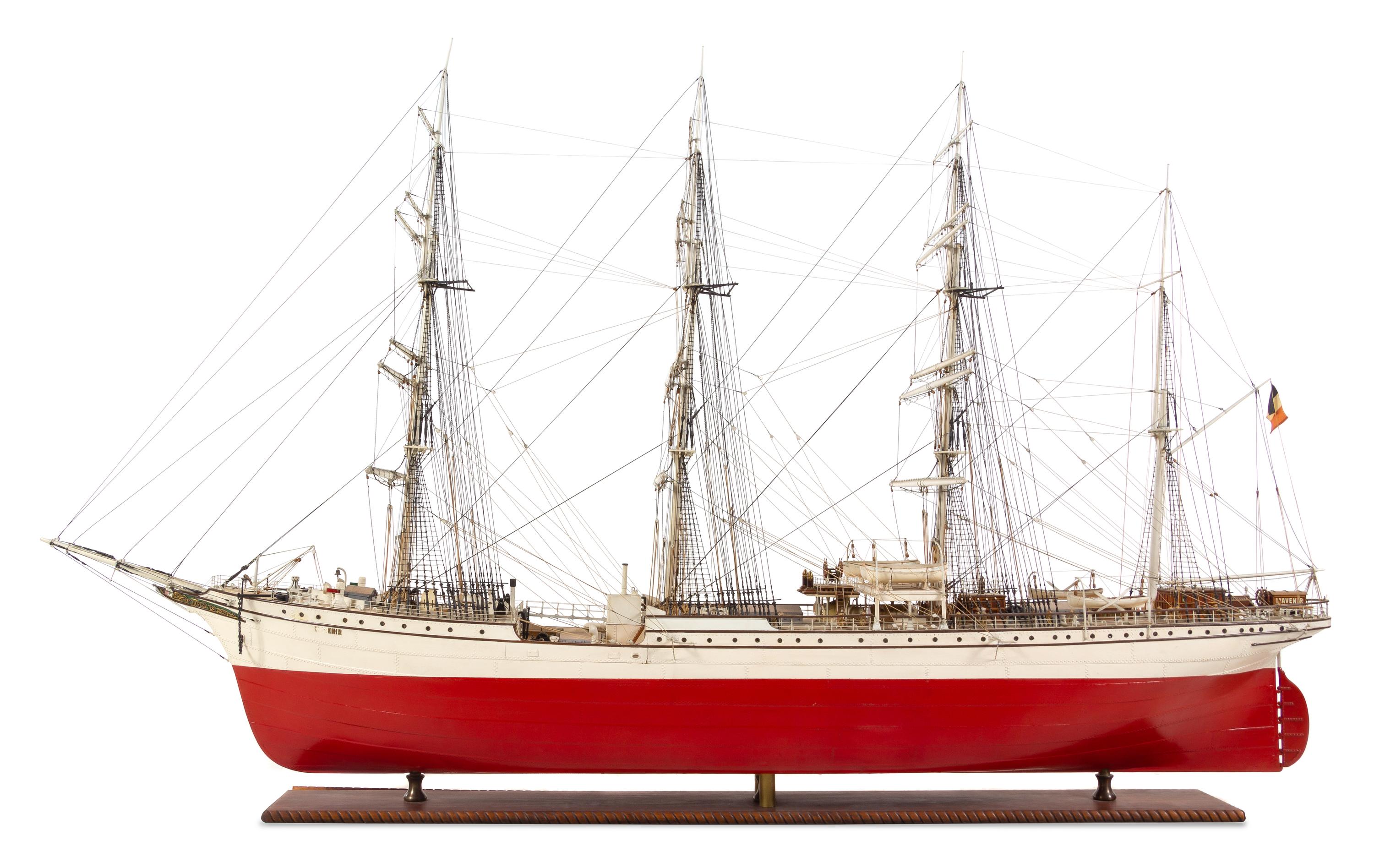 A Ship Model of "L'Avenir" Height of model 50 x length 82 1/2 inches.