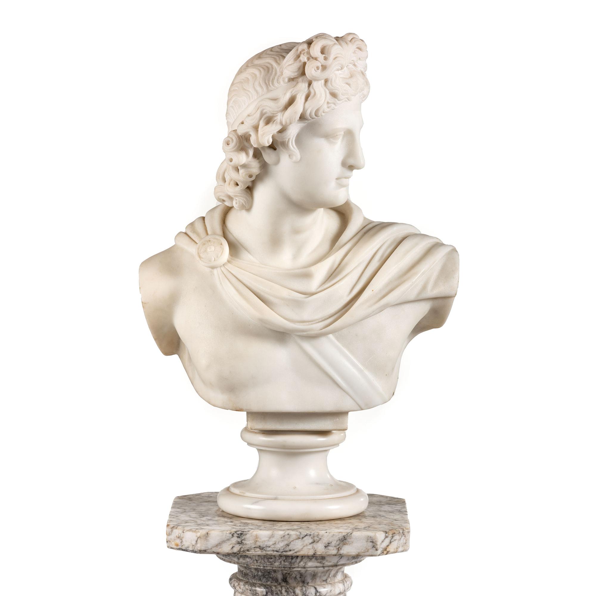 A Continental Marble Bust of Apollo