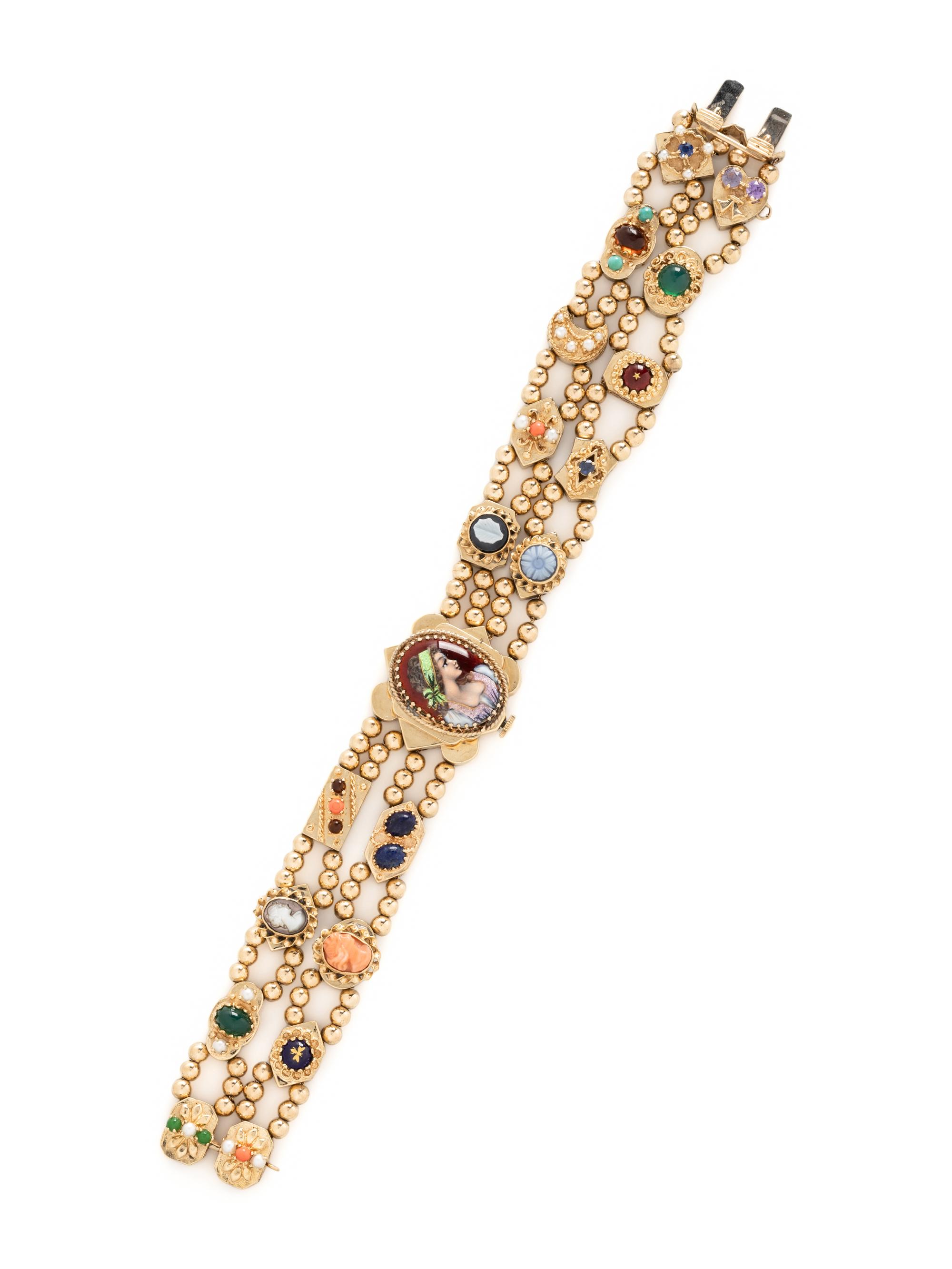 YELLOW GOLD AND MULTIGEM SURPRISE WATCH