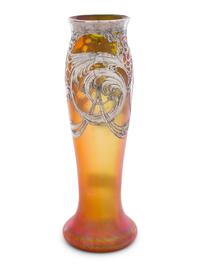 A Pair of Loetz Silver Overlay Vases