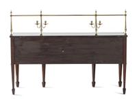 A George III Style Brass Mounted Mahogany and Marquetry Sideboard