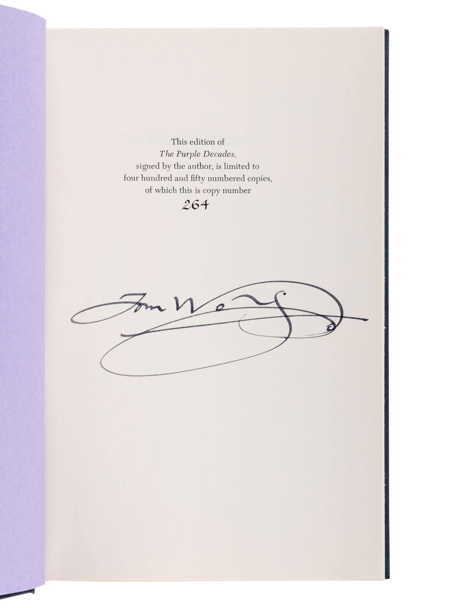 WOLFE, Tom (1930-2018). A group of 3 FIRST OR LIMITED EDITION works by Wolfe, MOST SIGNED, comprising: