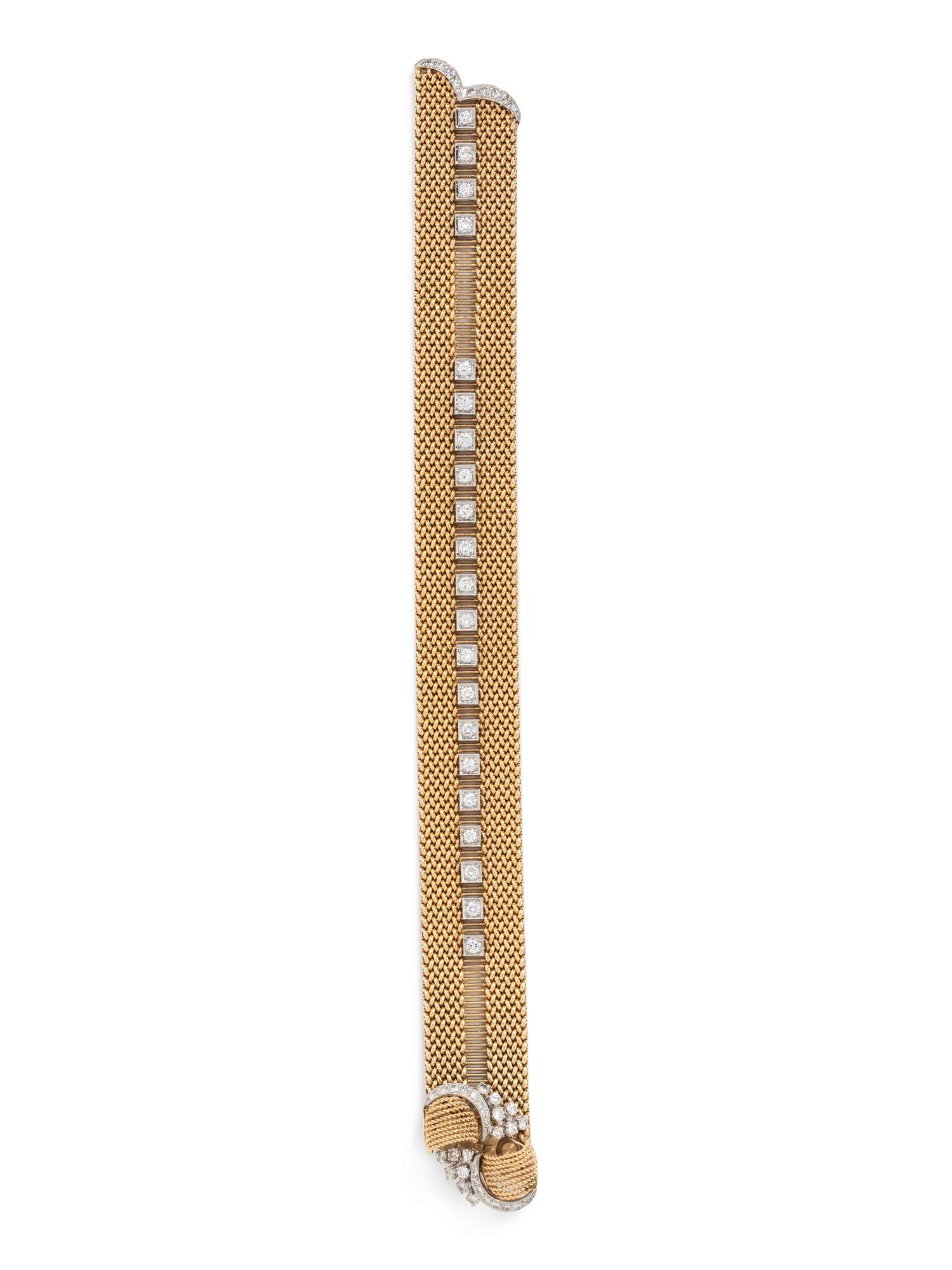 Gold and Diamond Belt Bracelet