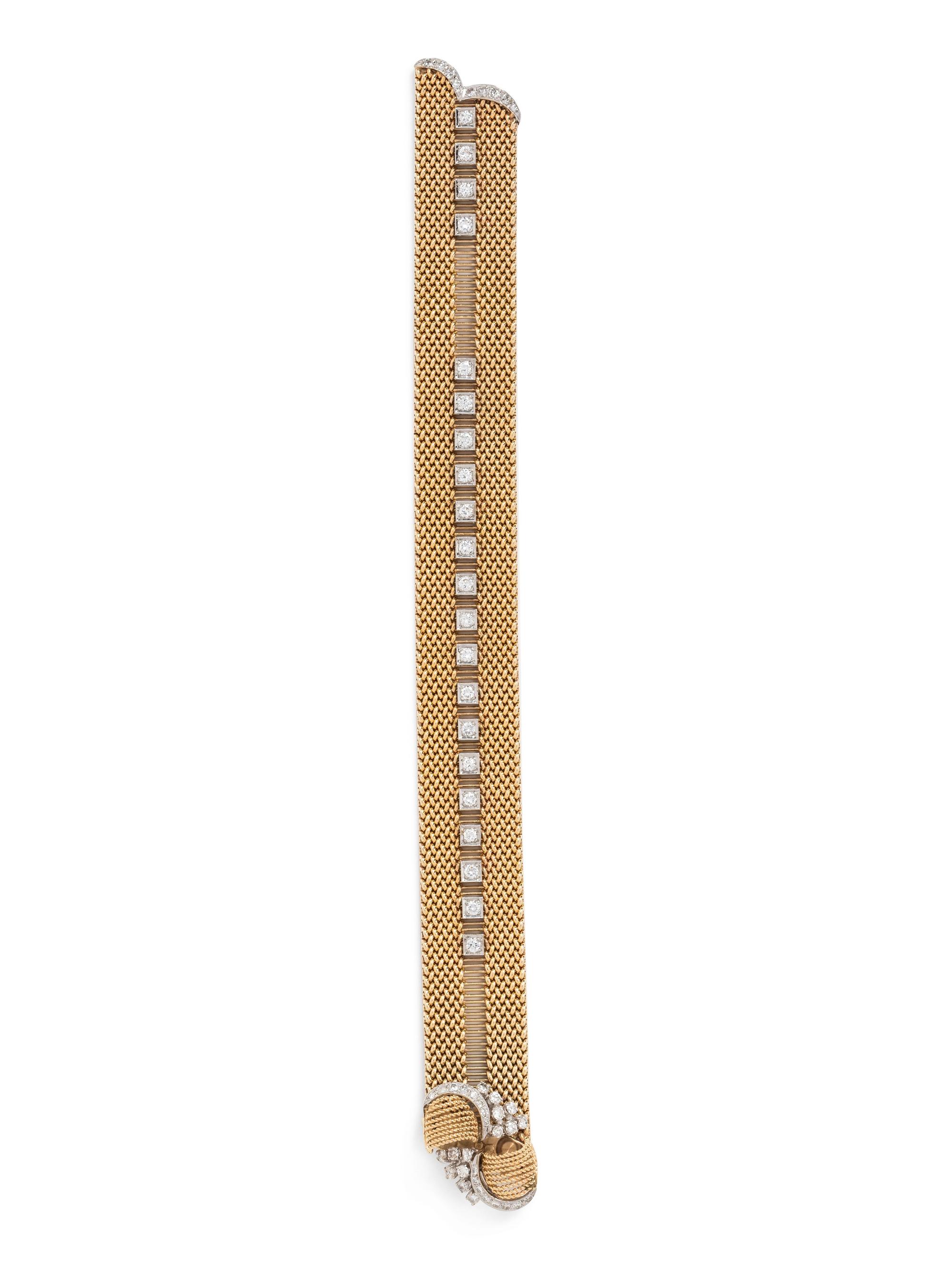 Gold and Diamond Belt Bracelet