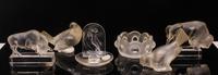 Six Lalique Molded and Frosted Glass Articles Height of tallest 4 inches. — SECOND HALF 20TH CENTURY