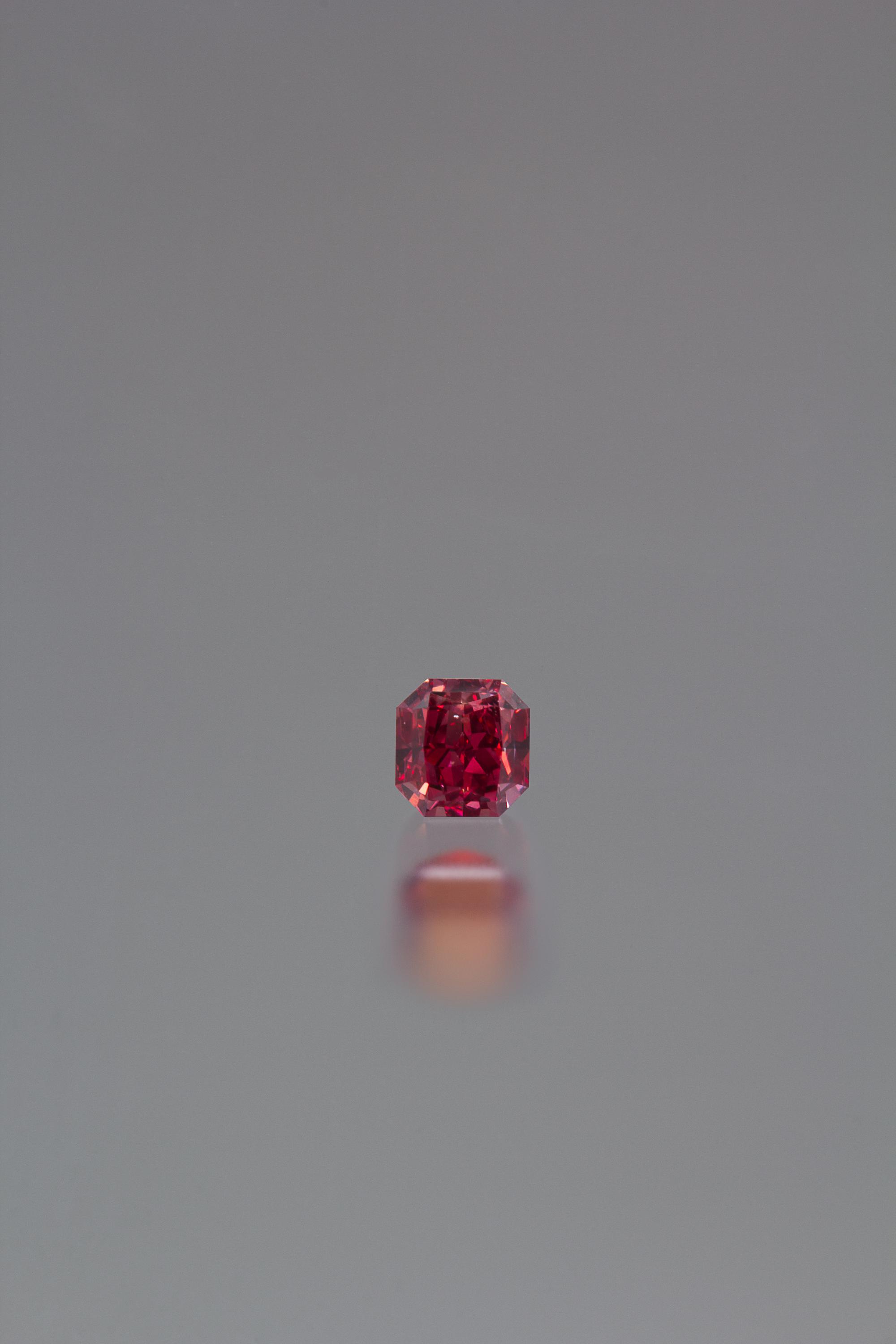 A 0.48 Carat Radiant Cut Fancy Red Diamond,