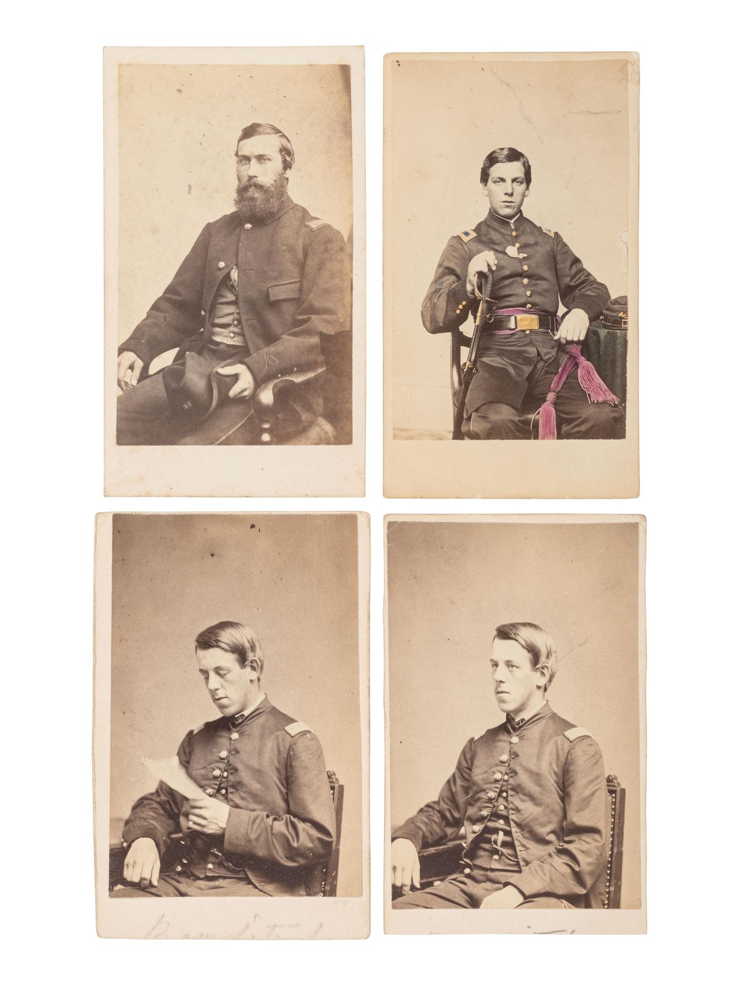 [US COLORED TROOPS]. A group of 10 CDVs featuring officers of the 54th and 55th Massachusetts Regiments, USCT.