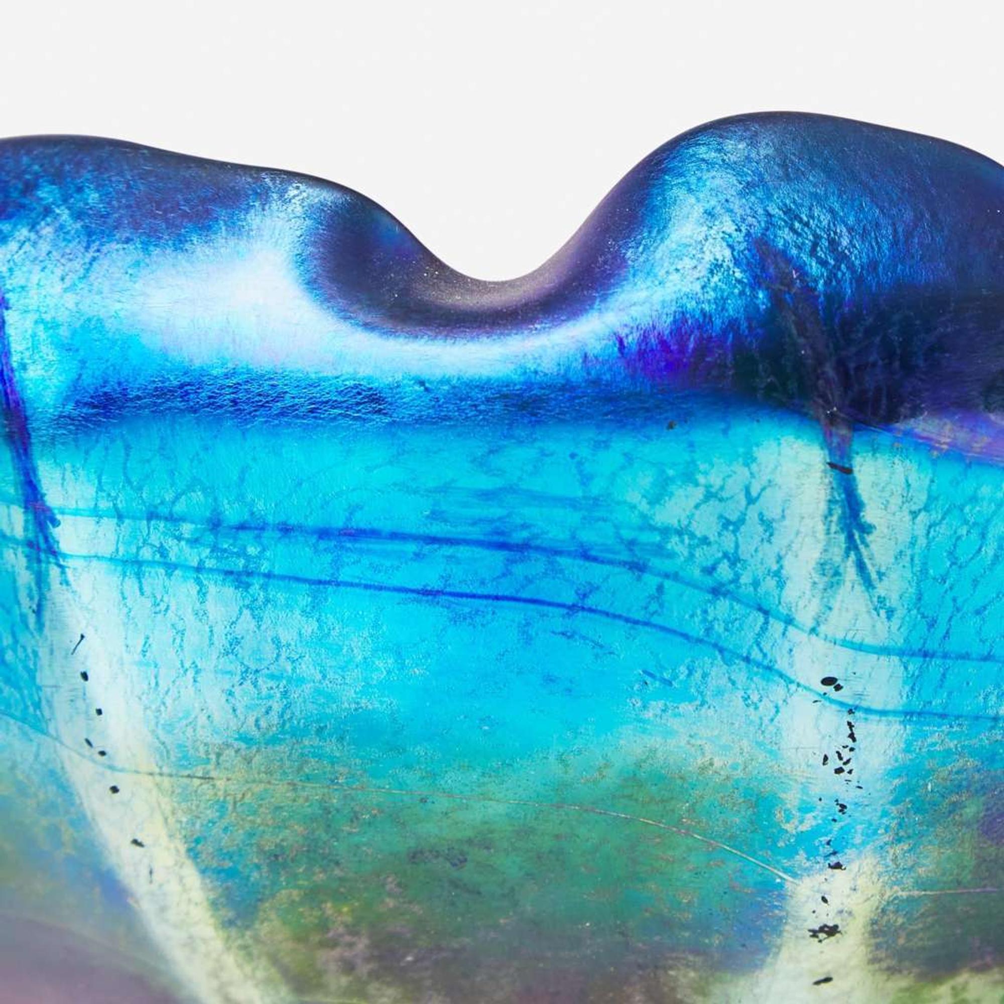 Tiffany Studios (American, active 1878-1932) A Blue Favrile Glass Bowl and Trumpet Vase, New York, NY, early 20th century