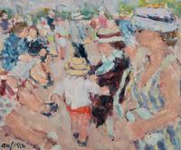 Personnages dans un parc