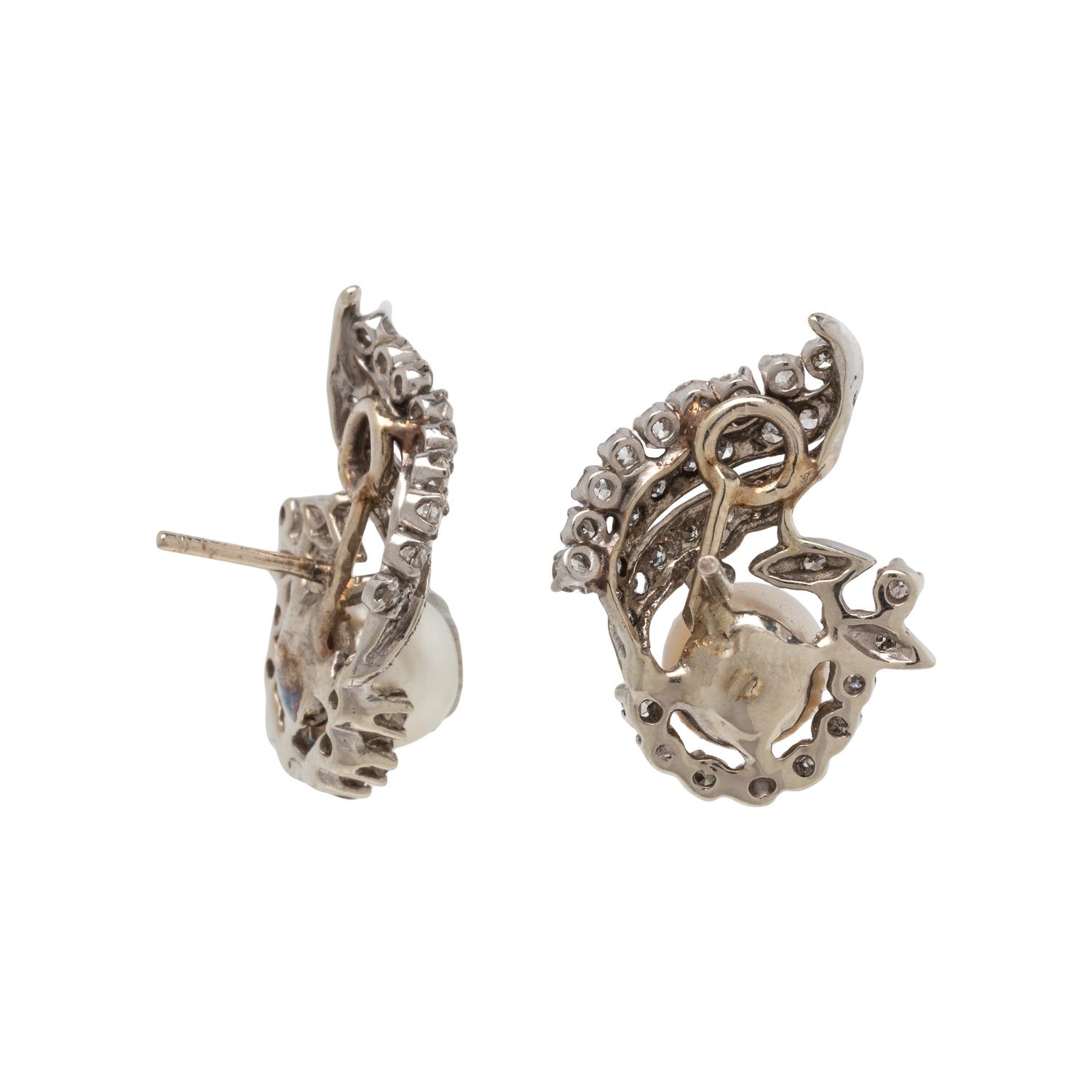 DIAMOND AND CULTURED PEARL EARRINGS