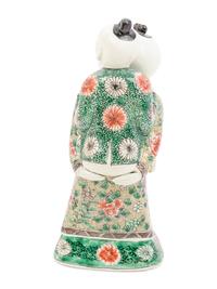 A Chinese Famille Verte Biscuit Porcelain 'Piggyback' Group