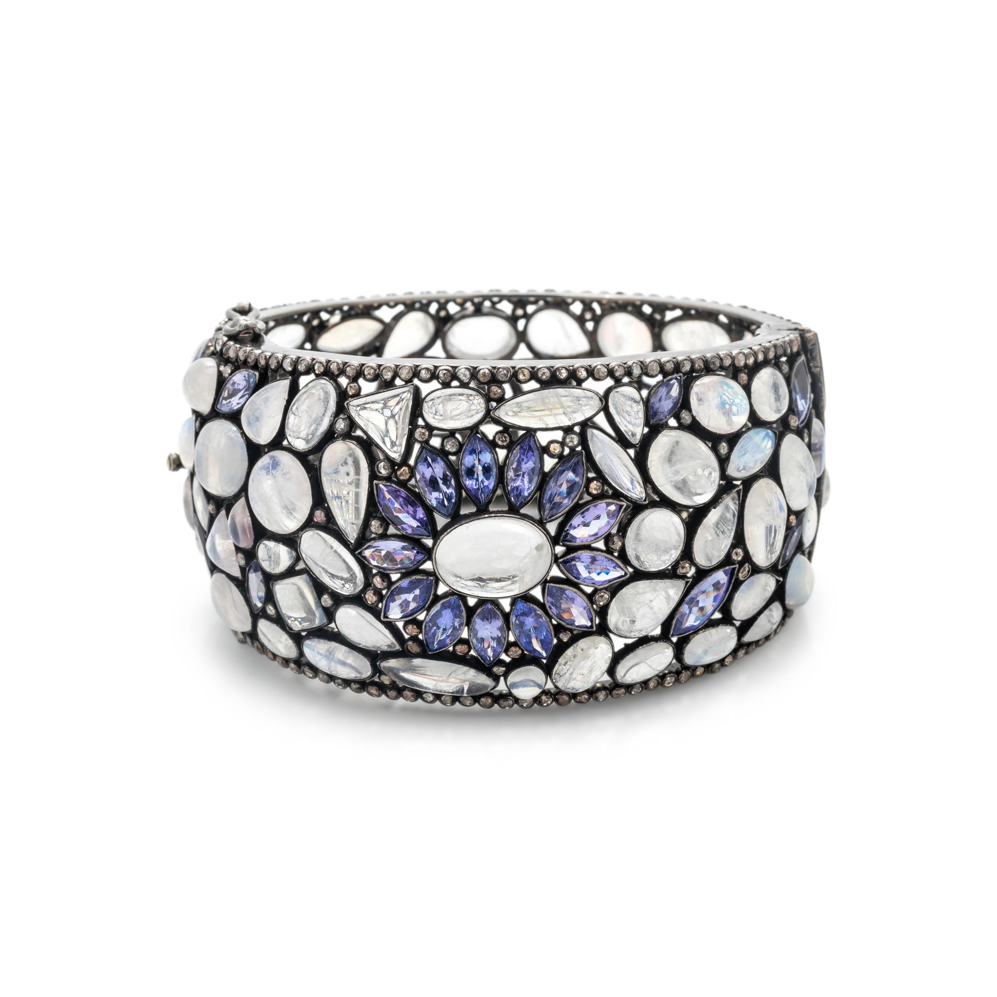 MOONSTONE, IOLITE and DIAMOND BANGLE BRACELET