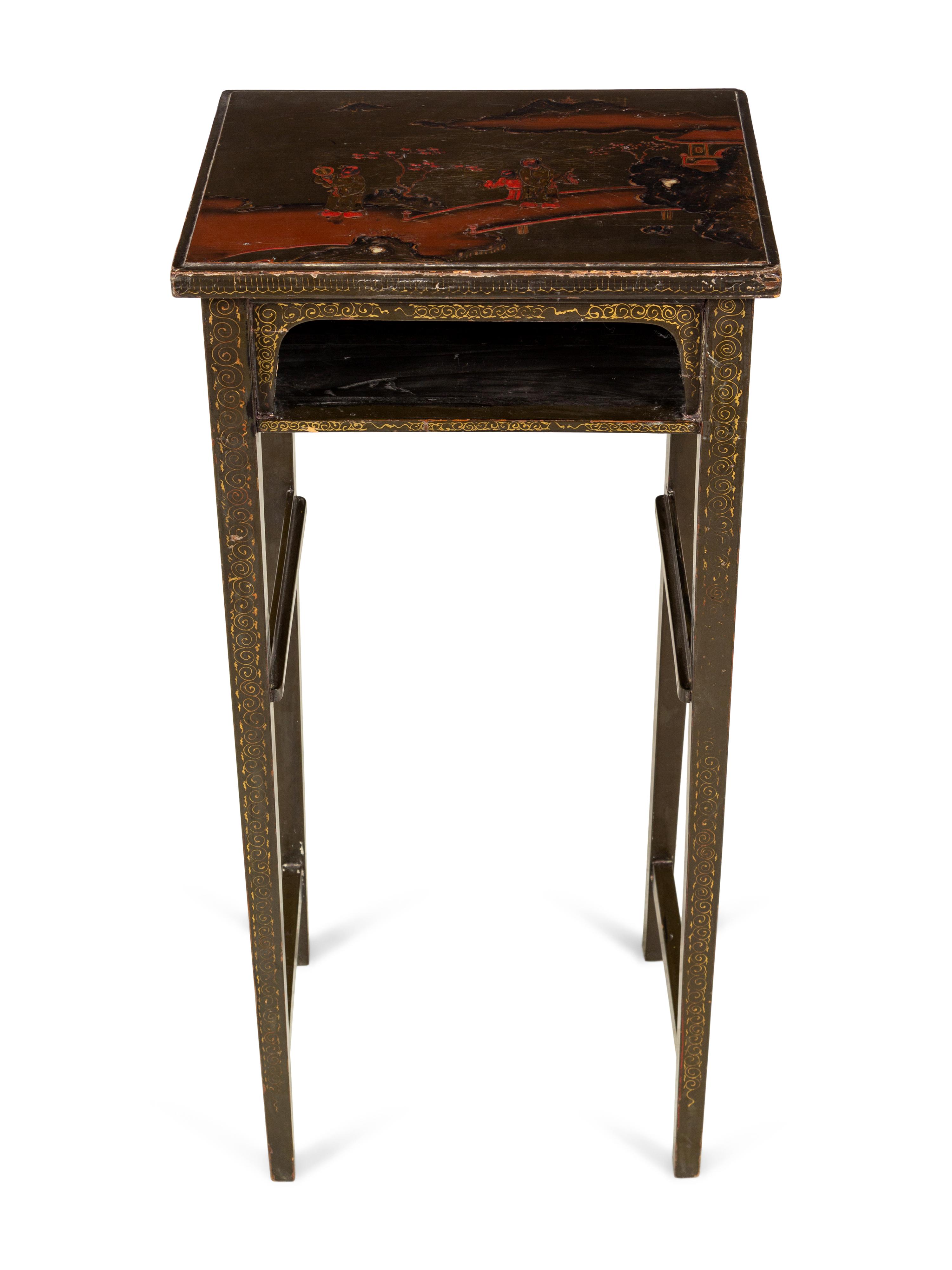 A Chinoiserie Lacquered and Mother-of-Pearl Decorated Side Table