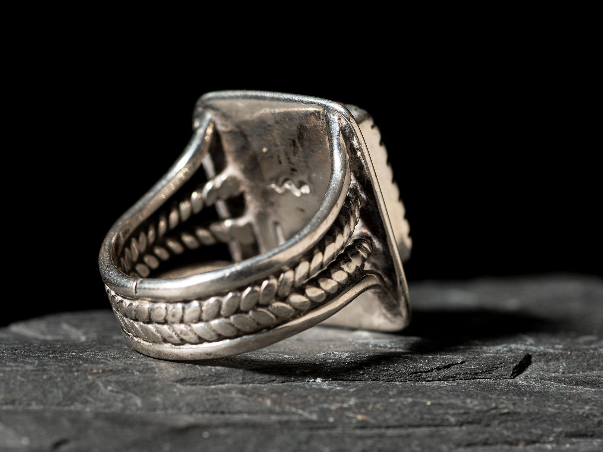 Silver and Blue Diamond Turquoise Ring