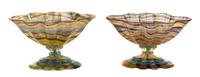 A Pair of Carved Fluorite and Blue Agate Tazze Height 4 3/4 inches. — 20TH CENTURY