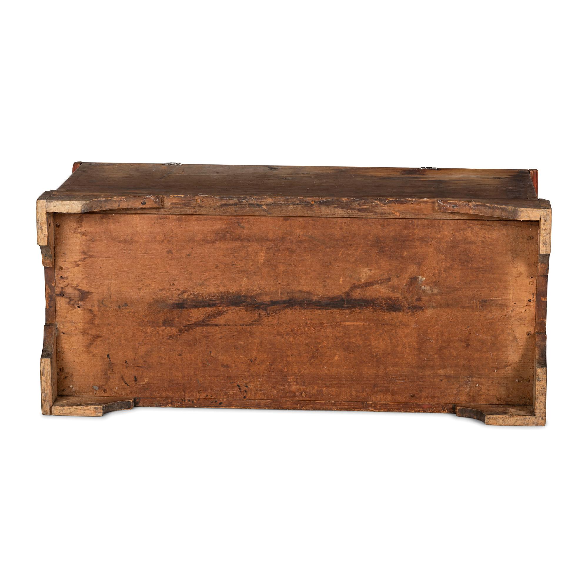 A Chippendale Grain and Polychrome Paint Decorated Pine Blanket Chest