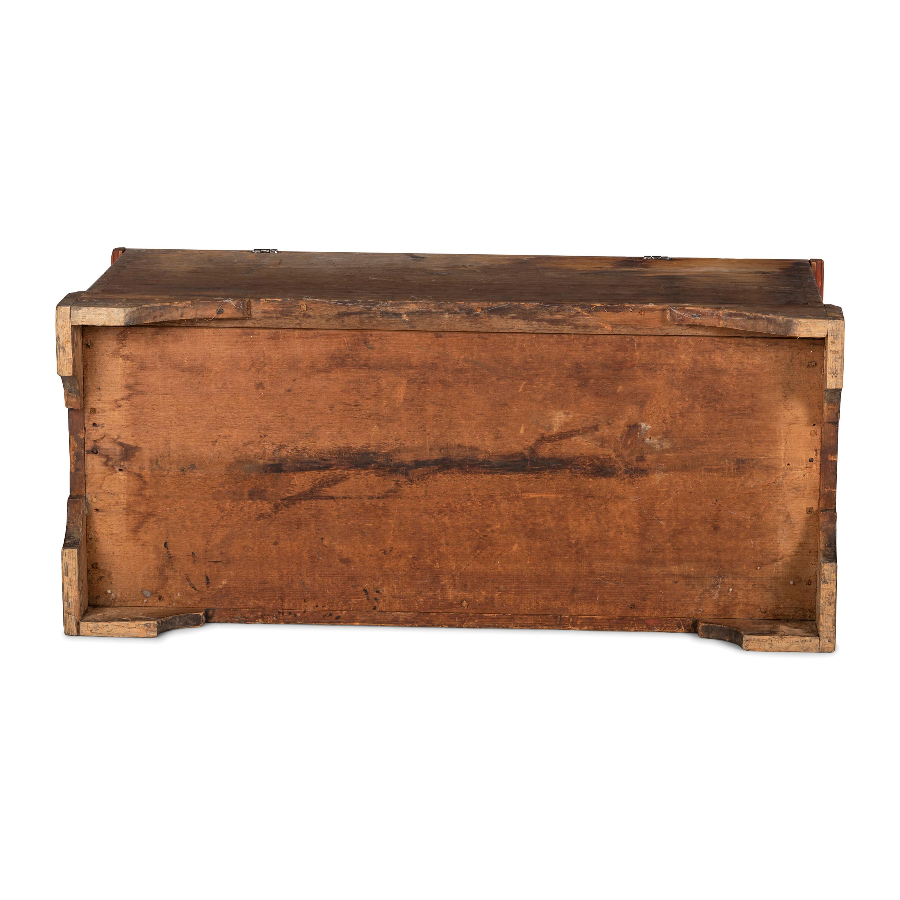 A Chippendale Grain and Polychrome Paint Decorated Pine Blanket Chest