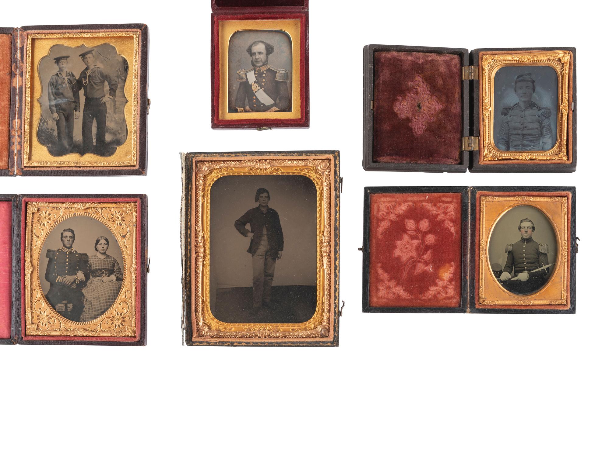 [MILITARY]. 6 cased images of military subjects incl. pre-war militia, US Navy, and European.
