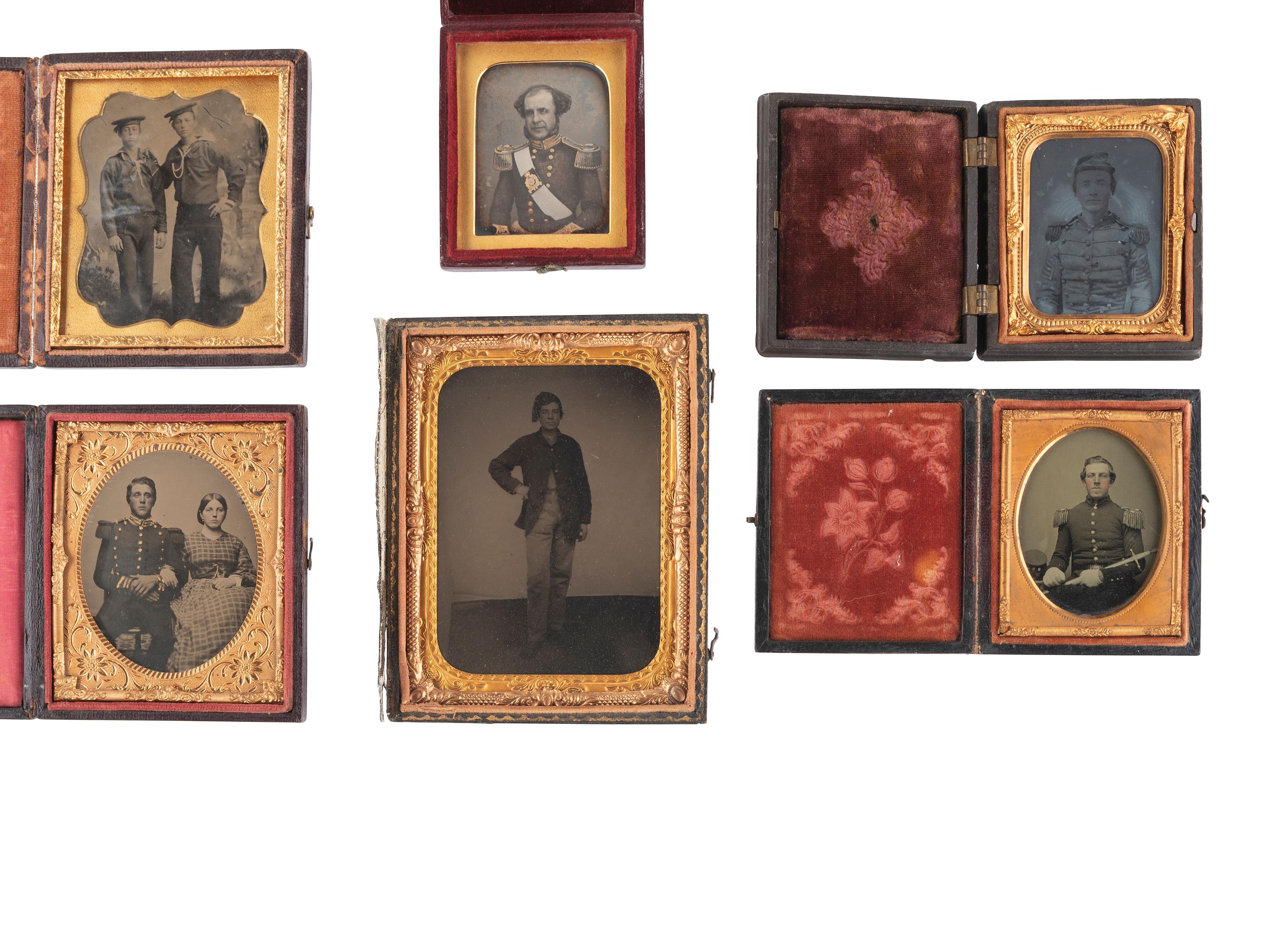 [MILITARY]. 6 cased images of military subjects incl. pre-war militia, US Navy, and European.