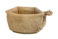 A Chinese Carved Soapstone Libation Cup Length 3 inches.
