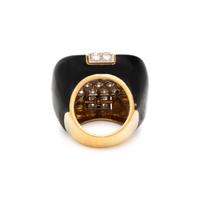 DAVID WEBB, DIAMOND AND ENAMEL 'CHECKMATE' RING
