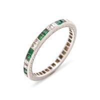 ANTIQUE, EMERALD AND DIAMOND ETERNITY BAND