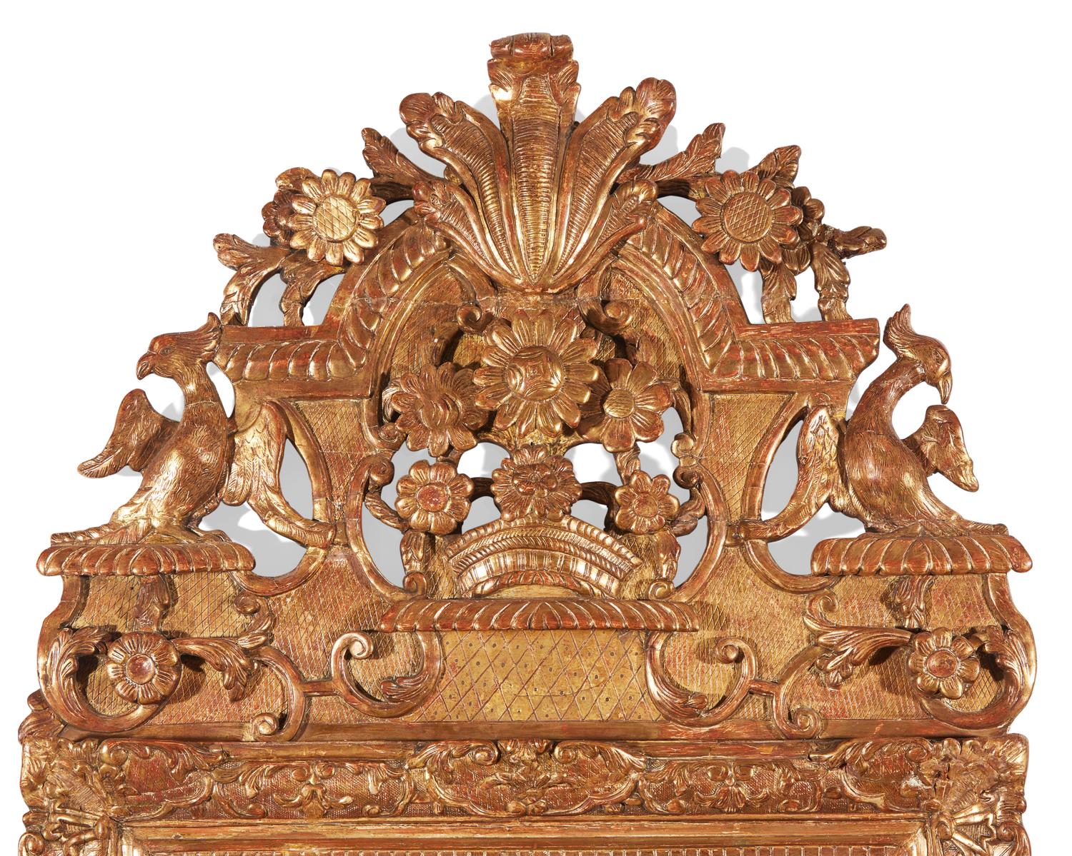 A Régence giltwood looking glass, circa 1720