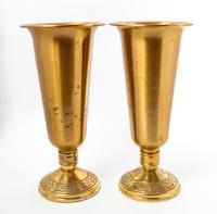 A Pair of Art Deco Style Gilt Metal Vases Height 19 1/2 inches. — 20TH CENTURY
