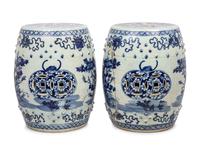 A Pair of Blue and White Porcelain Garden Stools