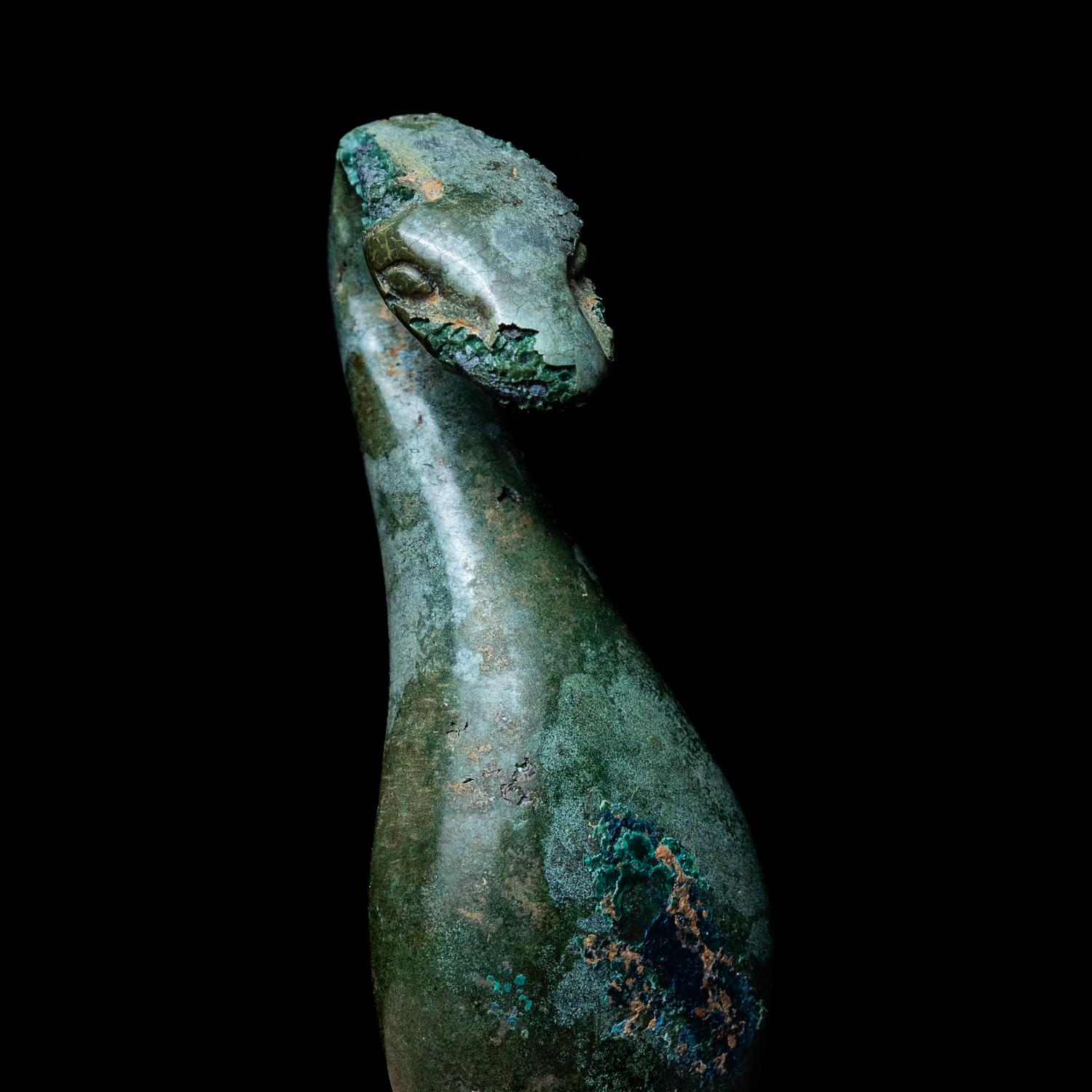 Two Chinese Bronze Garment Hooks, Warring States Period-Han Dynasty 戰國-漢 銅帶鉤兩件