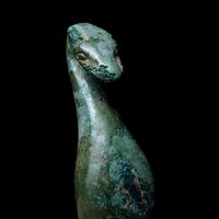 Two Chinese Bronze Garment Hooks, Warring States Period-Han Dynasty 戰國-漢 銅帶鉤兩件
