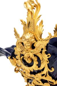 An Italian Gilt Bronze and Cobalt Glazed Ceramic Centerpiece