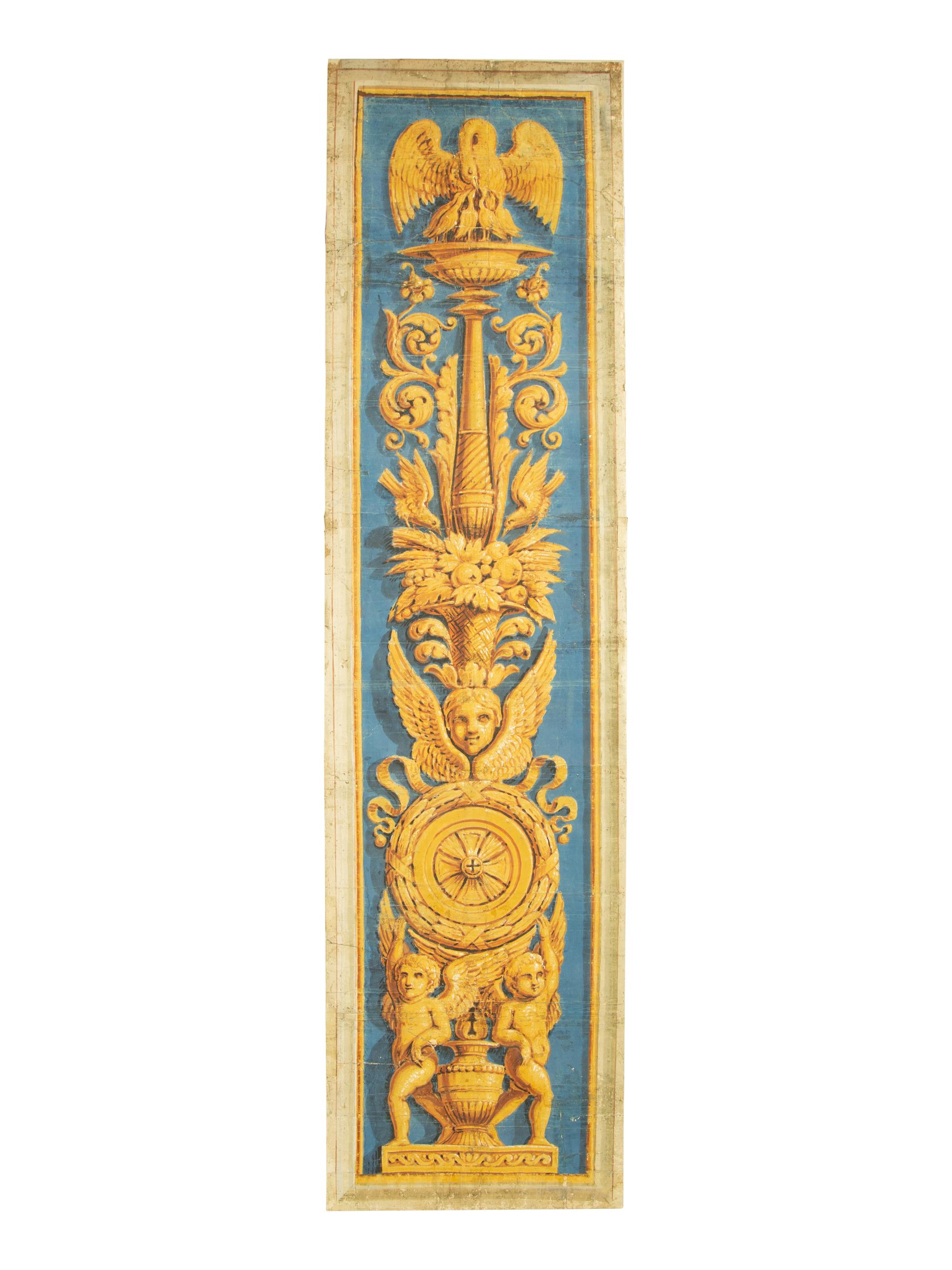 A Continental Painted Canvas Panel with Neoclassical Design