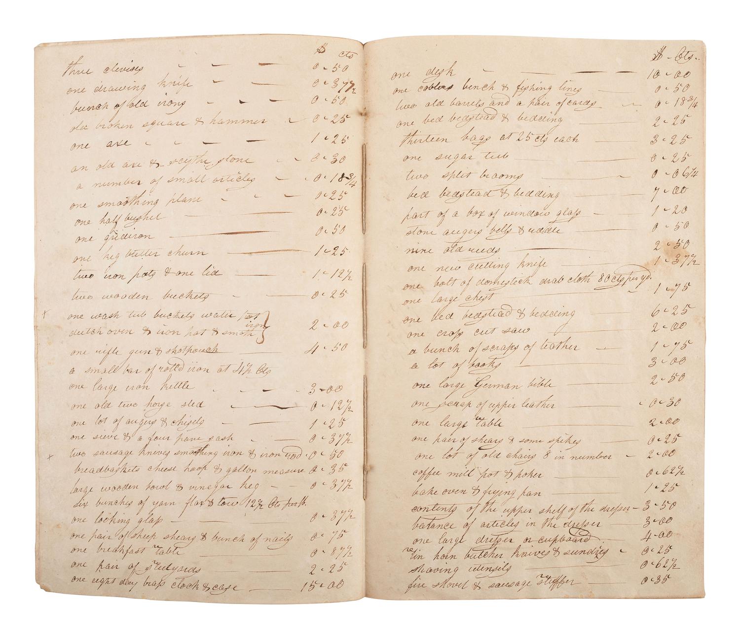 [AFRICAN AMERICANA]. Bill of property listing "one black servant boy about 19 years."