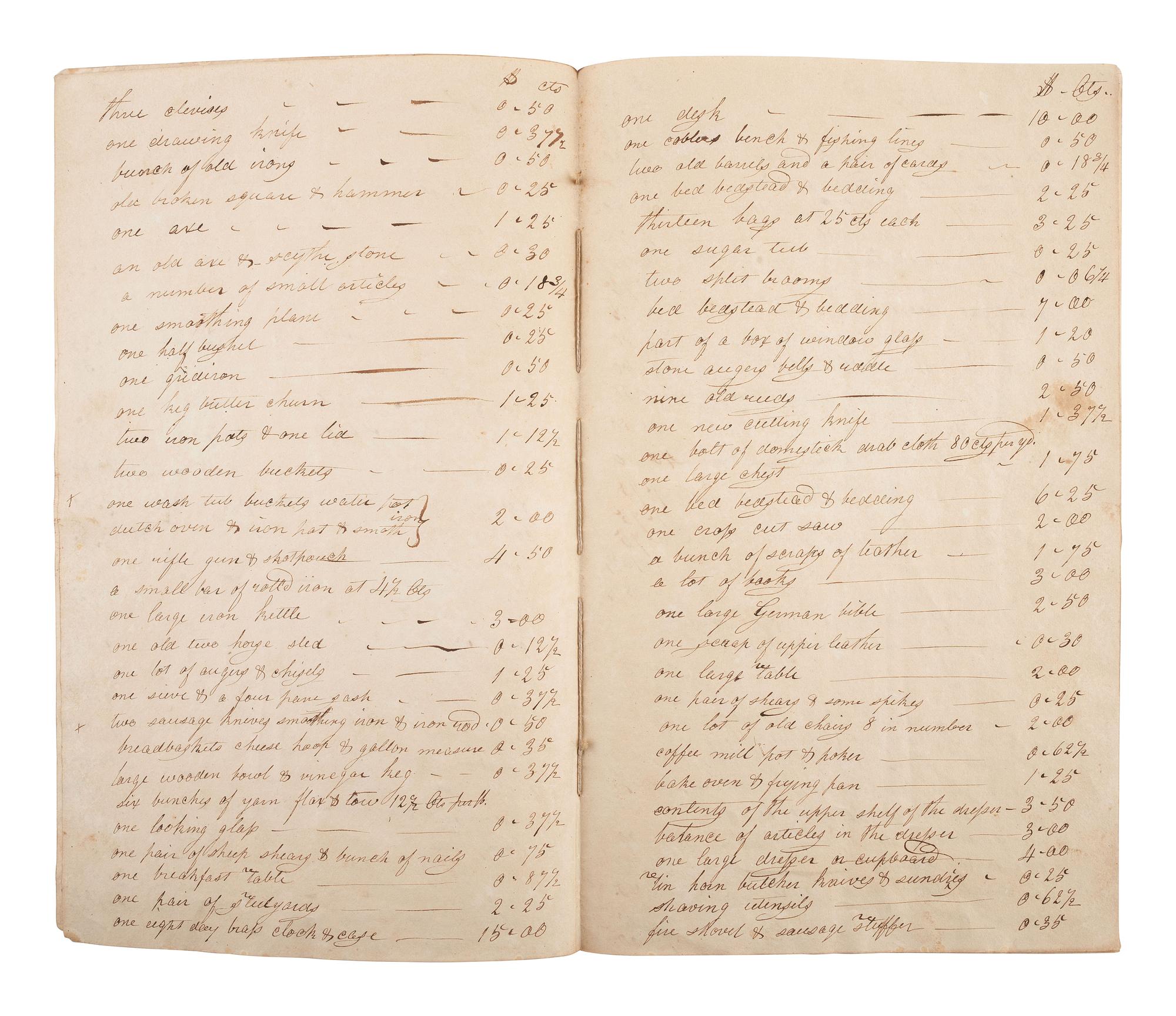 [AFRICAN AMERICANA]. Bill of property listing "one black servant boy about 19 years."
