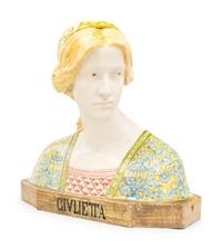 An Italian Faïence Bust after Angelo Minghetti (Italian, 1822-1885)