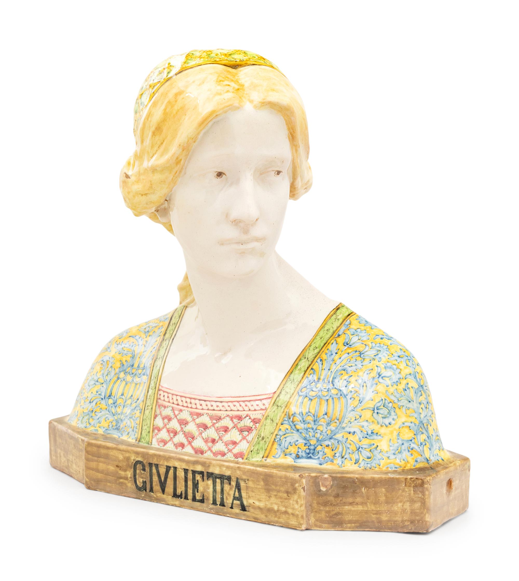 An Italian Faïence Bust after Angelo Minghetti (Italian, 1822-1885)
