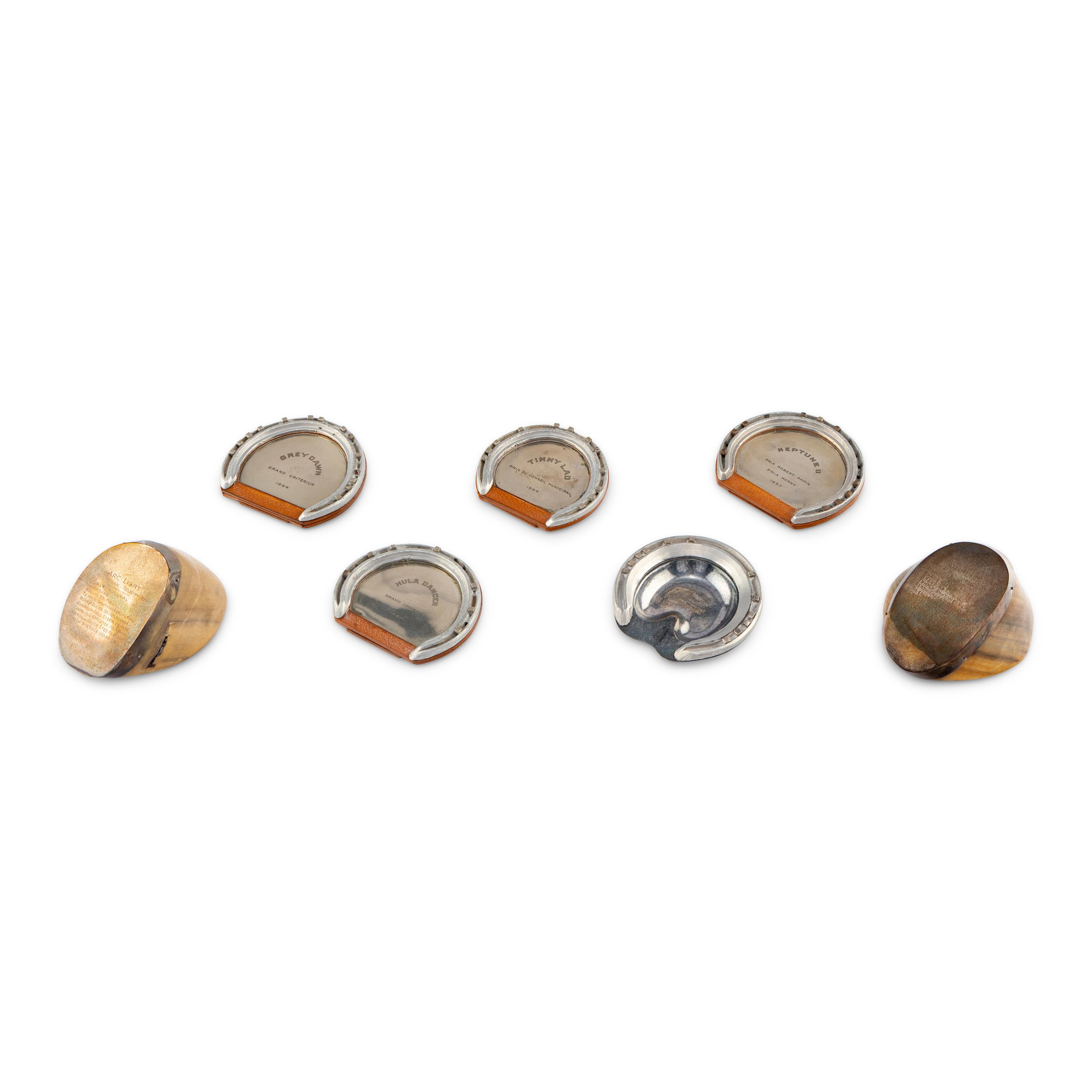 A Group of Five Hermès Mounted Commemorative Horseshoes