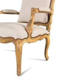A Pair of Italian Rococo Shell-Carved Giltwood Fauteuils