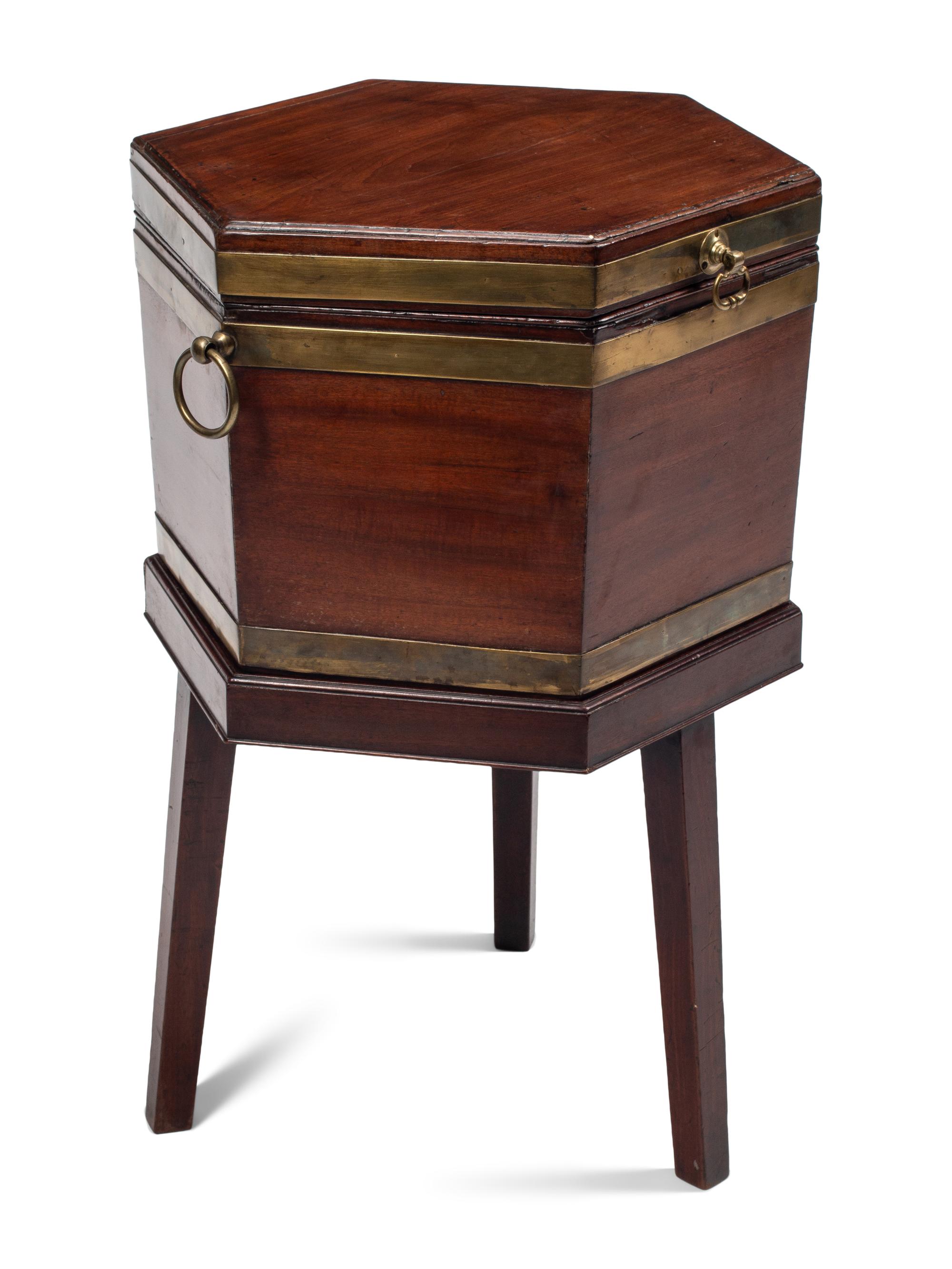 A George III Brass Mounted Mahogany Cellarette on Stand