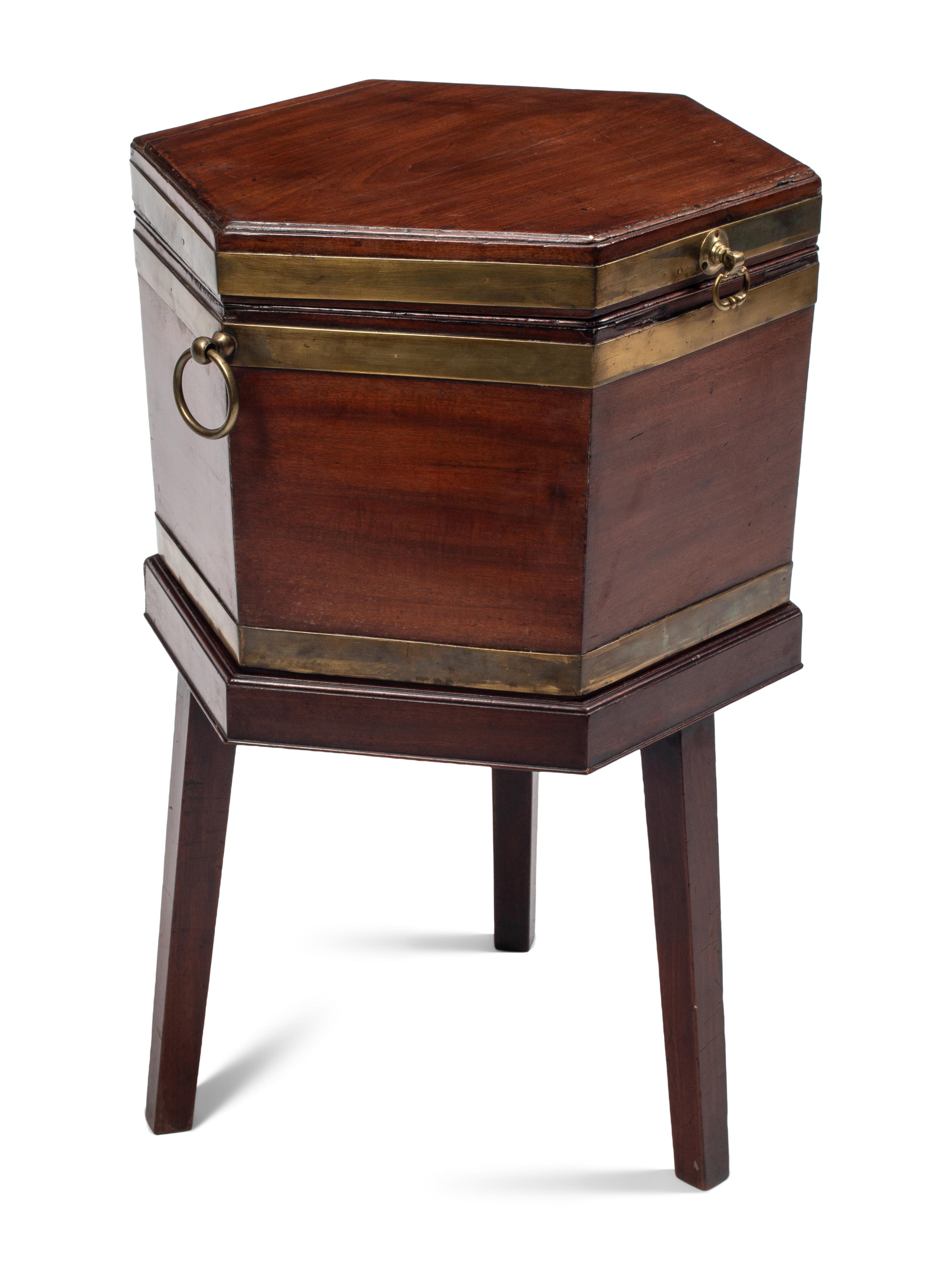 A George III Brass Mounted Mahogany Cellarette on Stand