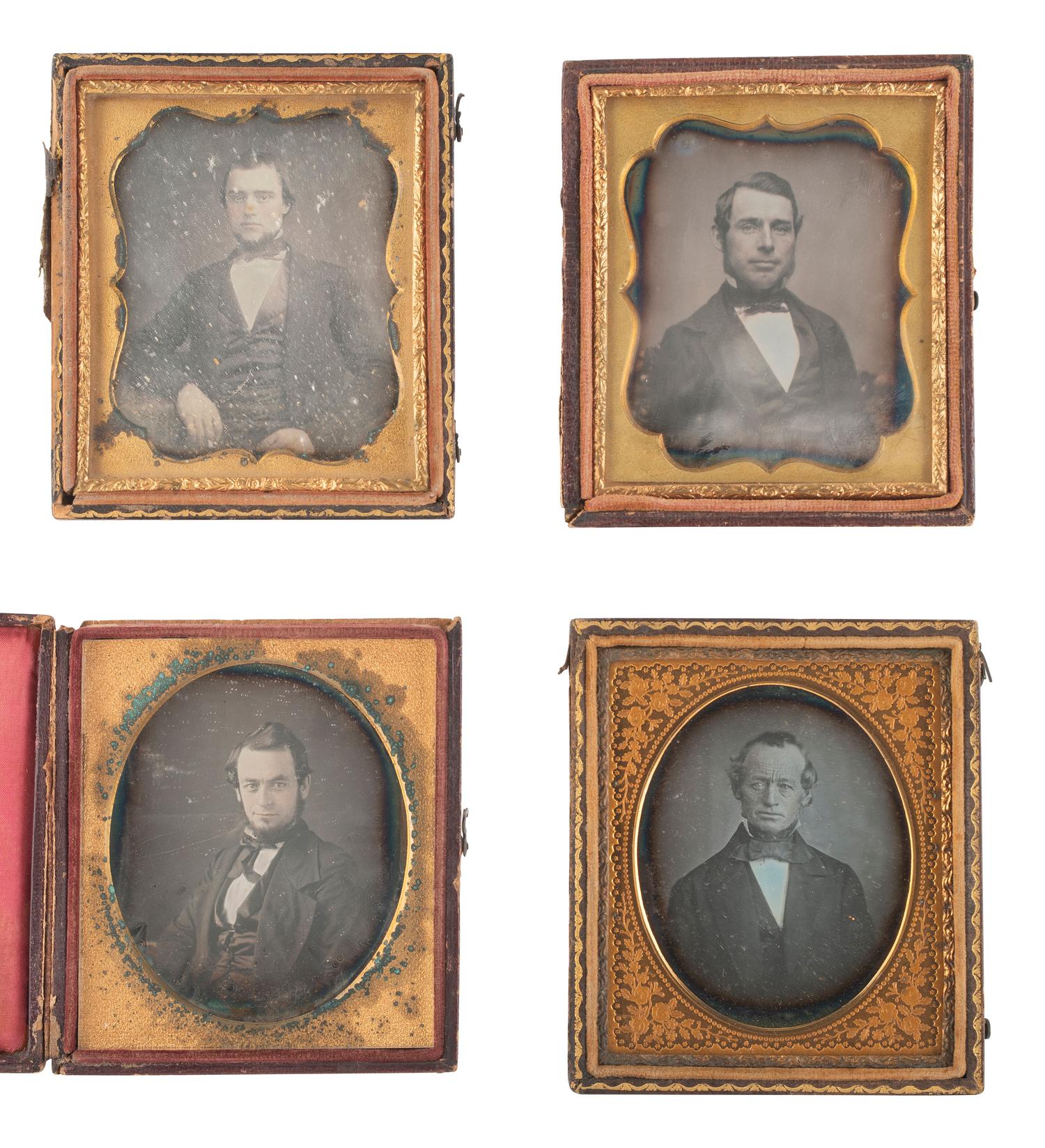 [EARLY PHOTOGRAPHY]. 19 sixth plate daguerreotypes of men with facial hair.