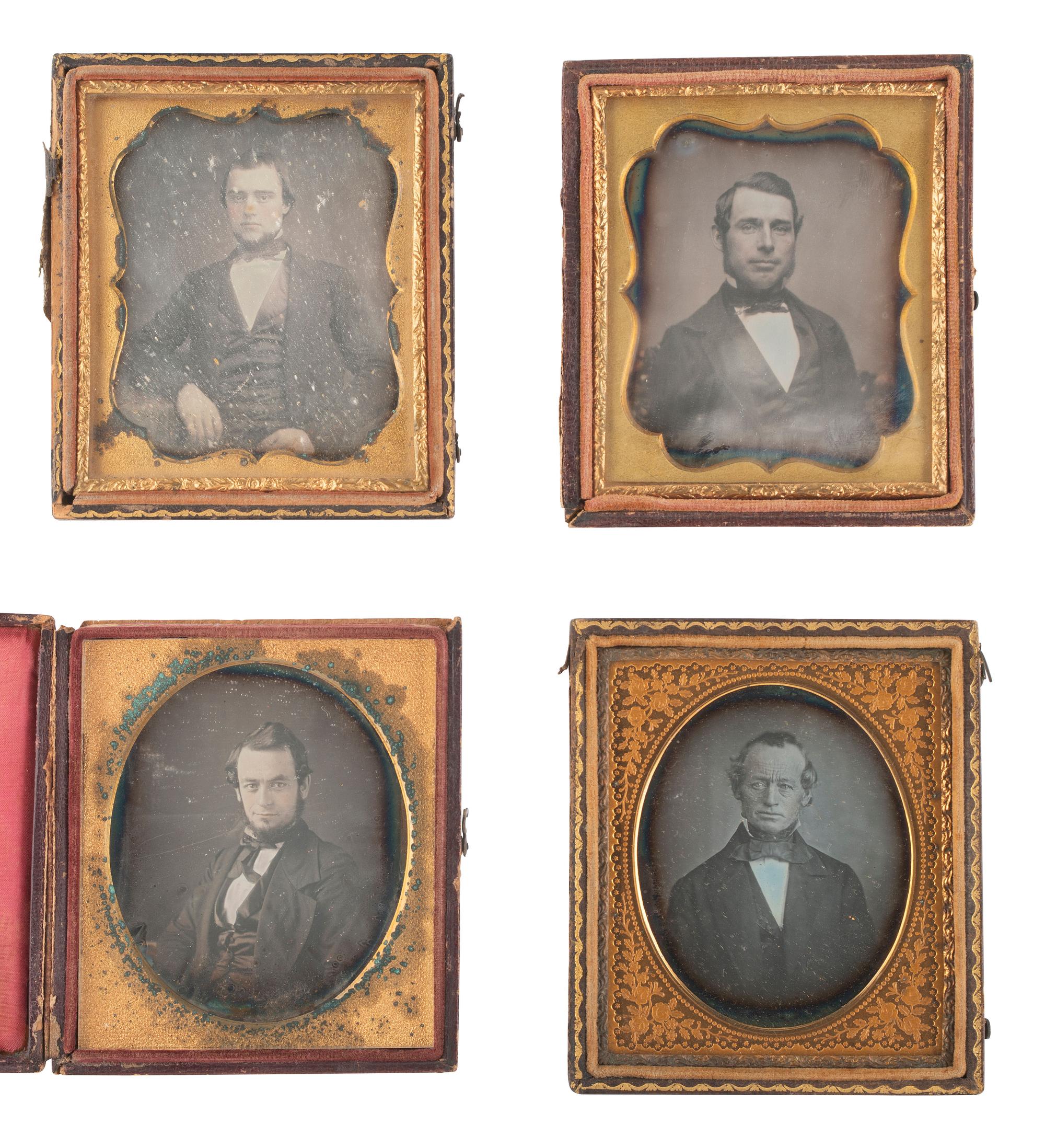 [EARLY PHOTOGRAPHY]. 19 sixth plate daguerreotypes of men with facial hair.